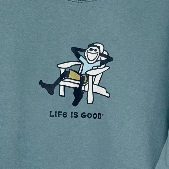 Life Is Good Crewneck Blue Sweatshirt Sz L - Picture 3 of 5